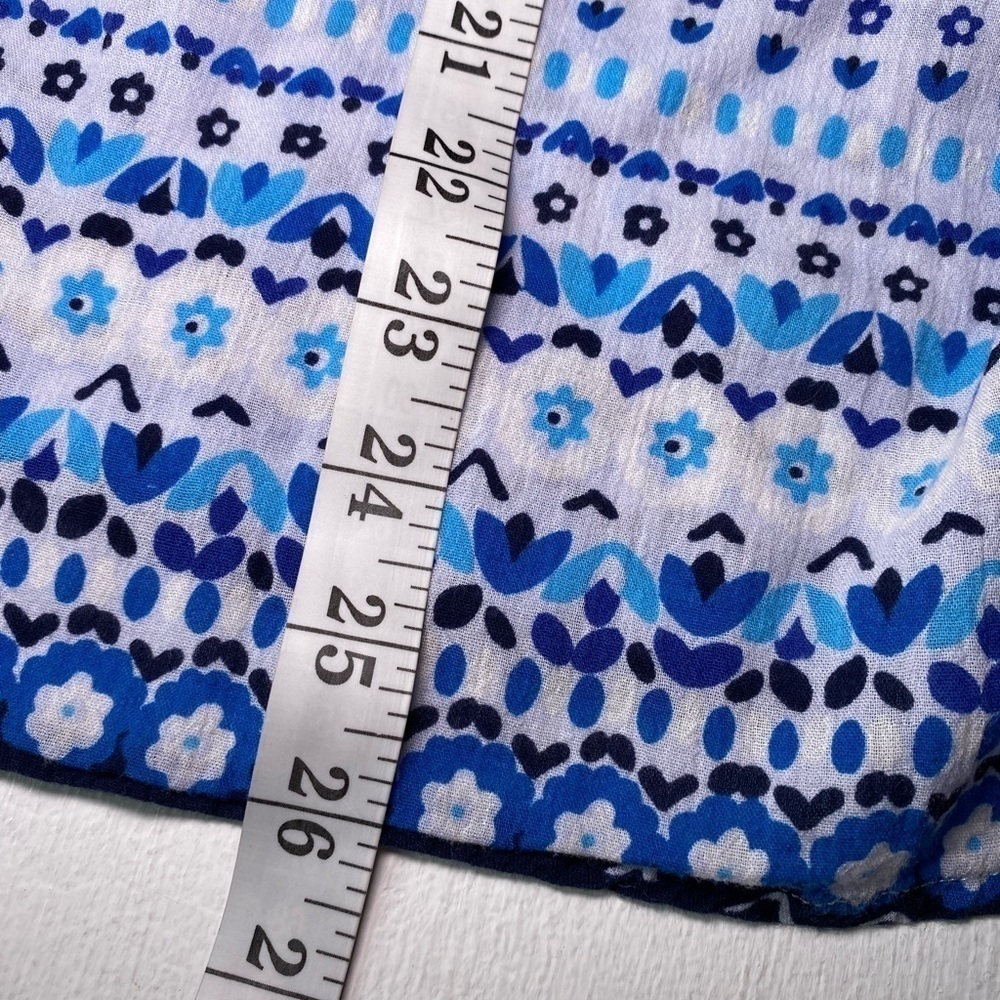 Boden Blue Gauzy Cotton Floral Pullover Boho Tassel Peasant Blouse - Picture 12 of 13